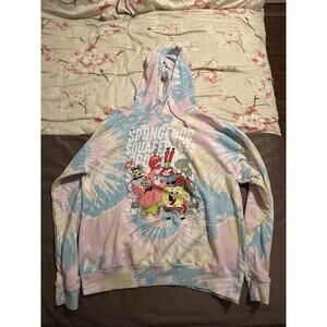 SPONGEBOB SQUAREPANTS Tie Dye Sweatshirt Hoodie Pullover Graphic Print Women's M